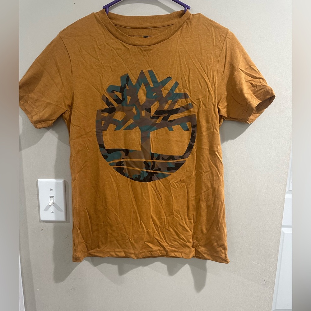 Timberland Tan T-Shirt with Camouflage Logo